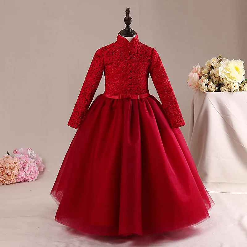 High Quality Red Long Flower Girl Dress Simple Vestido Girls Of 3 4 6 8 10 12 14 Years Old Christmas Kids Clothes RKF185001 High Quality Red Long Flower Girl Dress Simple Vestido Girls Of 3 4 6 8 10 12 14 Years Old Christmas Kids Clothes RKF185001