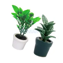 2 шт. 1:12 весы куклы дом Миниатюрный Зеленый завод в горшках сад комнаты газон украшения дома модель игрушки