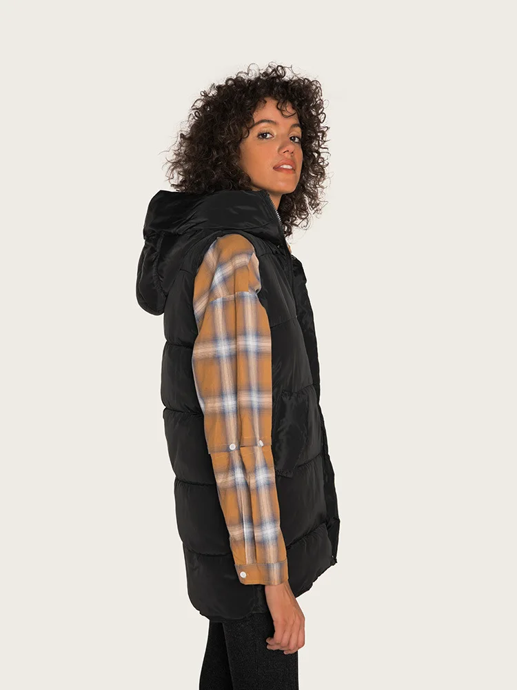 Плюс размер женский жилет зимняя куртка карманное пальто с капюшоном теплые хлопчатобумажные пуховики в повседневном стиле Тонкий жилет женский тонкий жилет без рукавов