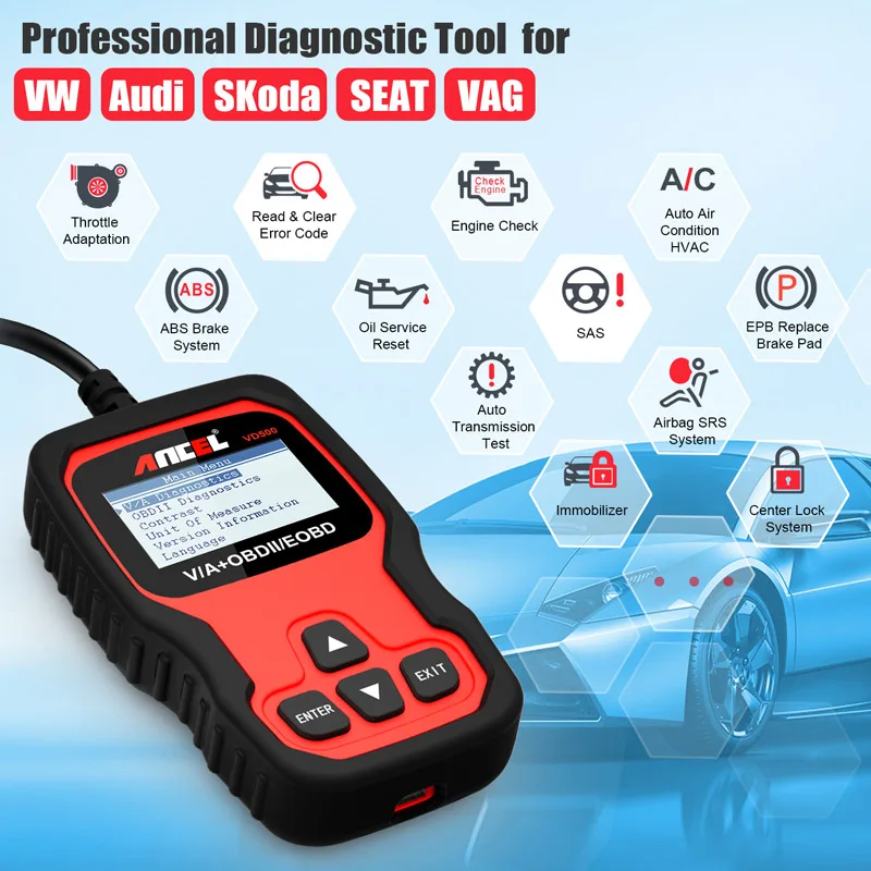Автомобильный диагностический сканер Ancel VD500 OBD2 прибор для сброса кодов из АБС