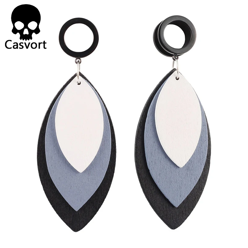 Модные серьги Casvort 2 шт. деревянные висячие ушные туннель для пирсинга Вилки