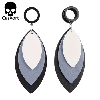 

Casvort fashion 2pcs earrings wood dangle ear piercings tunnel plugs piercing body jewelry ear stretchers sold by pair