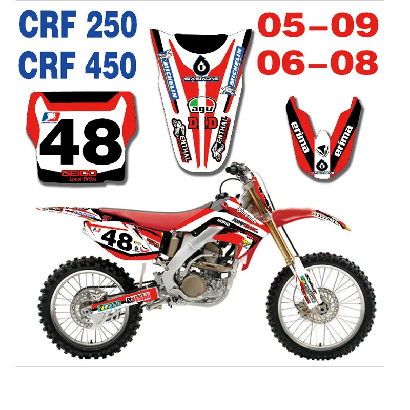 

Motorcycle Sticker Decal Graphic With Backgrounds For Honda CRF250 2005 2006 2007 2008 2009 CRF 450 06 07 08