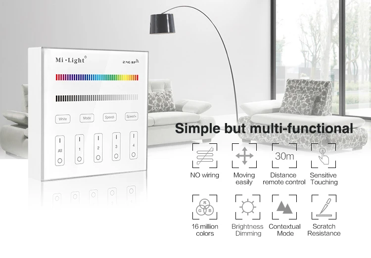 2,4G Беспроводной Milight T1/T2/T3/T4/B0/B1/B2/B3/B4/B8 яркость/CT/RGB/RGBW/RGB+ CCT светодиодная Smart Панель дистанционный регулятор линейного светильника