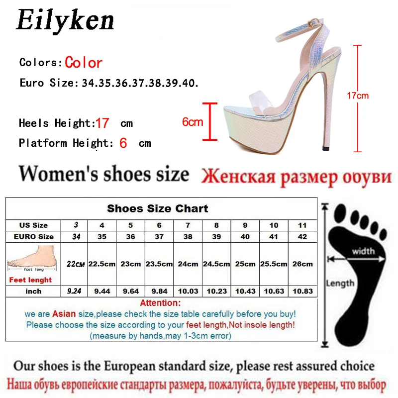 Eilyken/Модные Шелковые босоножки с ремешком и пряжкой под змеиную кожу пикантная Клубная женская обувь на высоком каблуке 17 см с открытым носком в гладиаторском стиле