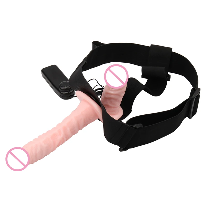 Erotic Vibrating Strap on Dildo Realistic Silicone Multi Speed Double Dildo Vibrator Lesbian Strapon Penis Sex Toys for Woman
