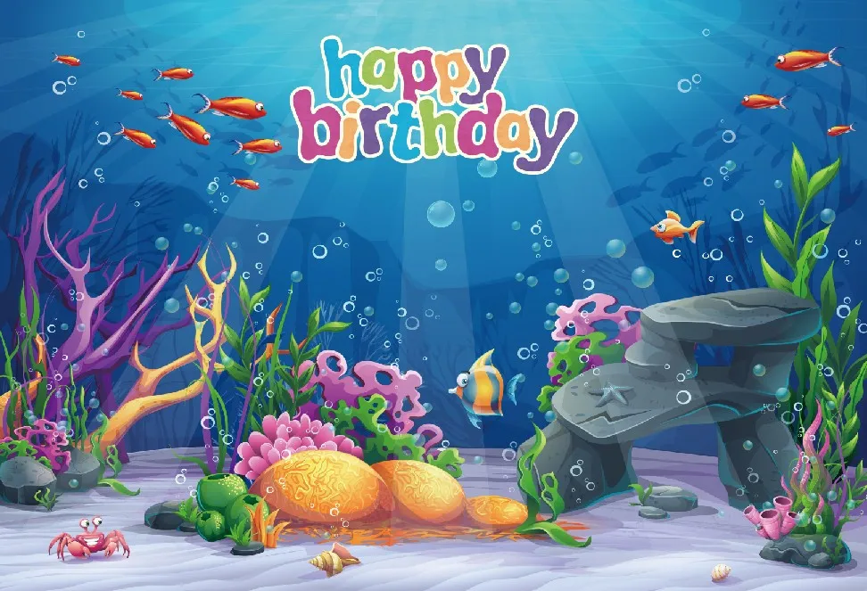 Laeacco морские рыбки фоны коралловый корпус подводный ребенок день рождения ребенок плакат фото фоны фотосессия Фотостудия - Цвет: NWH01220