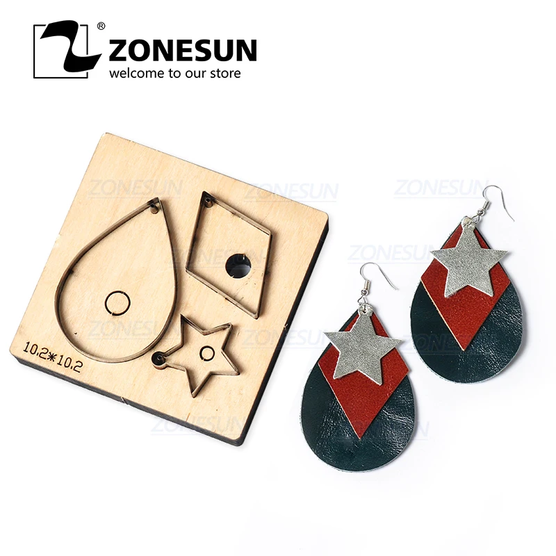 

ZONESUN T8 DIY Custom Cutter Leather Earring Cutting Die Leather Cut Out Earring For Steel Rule Die Cutting Machine Press Tools