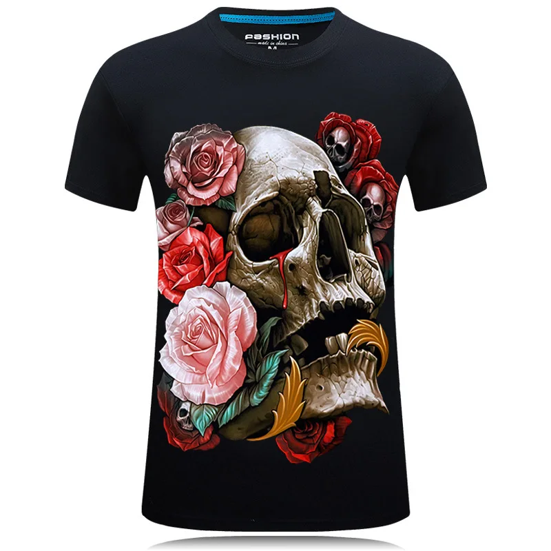 

mens tshirt Short sleeve cotton 3D skull printing man t shirt summer street hip hop men t-shirt Large size S-3XL 4XL 5XL 6XL