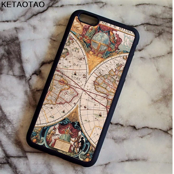KETAOTAO Coromose карта мира географический компас чехол для телефона s iPhone 4 5 6 S 7 8 X PLUS
