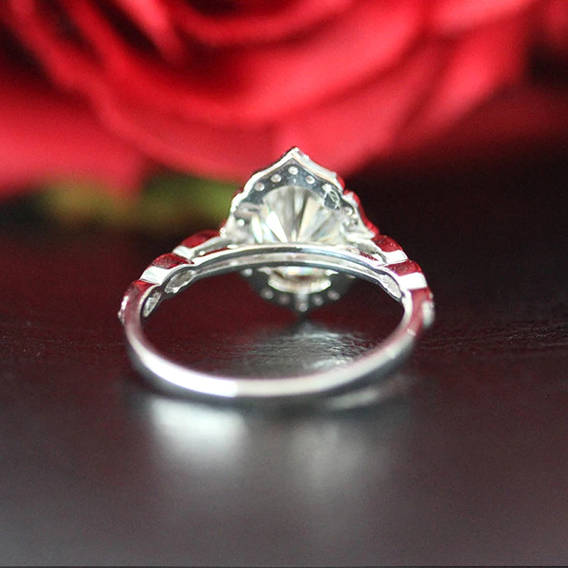 Винтаж 1.00ct 7*5 мм Овальный разрезанный муассанит обручальное кольцо Твердое 14 к белое золото тонкое кольцо ювелирные изделия для нее
