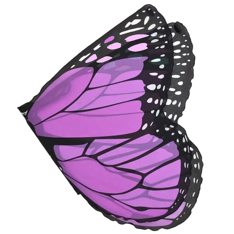 Home Butterfly Cloak with Shoulder Straps Gradient Color Butterfly Wings Design Shawl for Holiday Kids Decor Costume Accessories