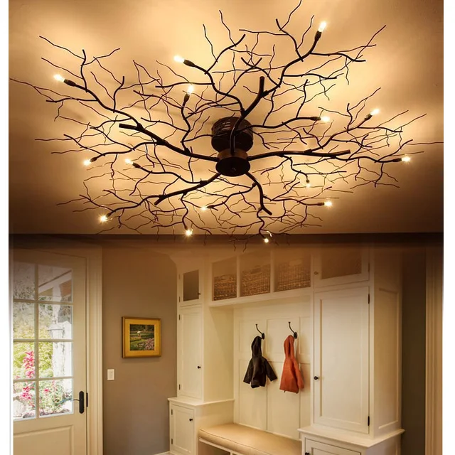 Américain 9/15 LED plafonnier chambre en fer forgé Nordique led branche