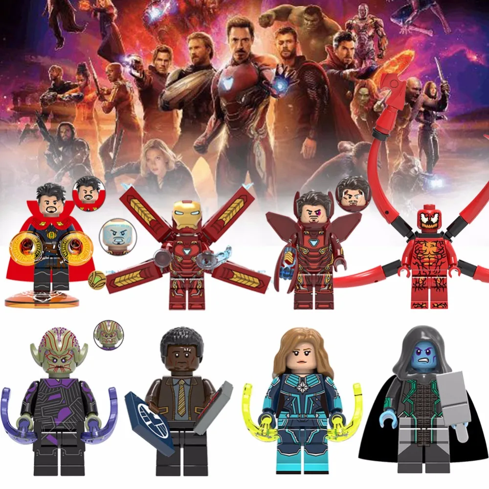 NEW Super Heroes lEGOED Marvel Avengers Infinity War Iron Man Doctor Strange Captain Marvel Building Block toy for children gift