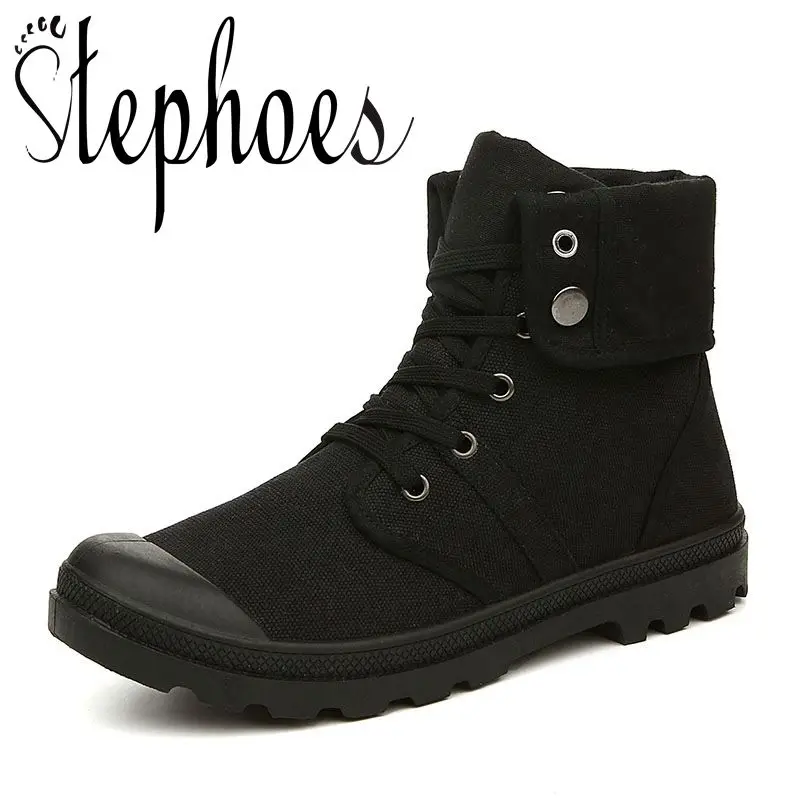 

Stephoes 2019 Men Autumn Winter Fashion Canvas Boots High-top Military Ankle Boots Botas Homme Men Comfort Hot Sale Sneakers