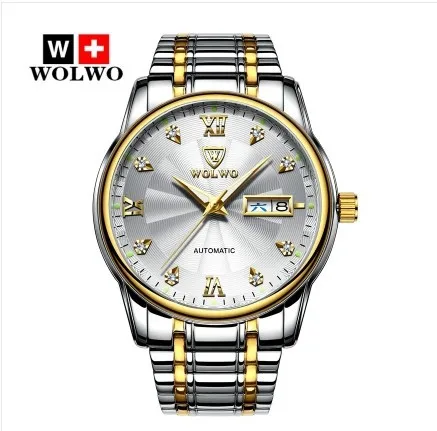 

WOLWO Top Mens Watches Brand Luxury Automatic Mechanical Luminous Watch Men Full Steel Business 100m Waterproof Fashion Watches