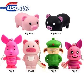 

USB3.0 Pendrive 128GB Cute pig usb flash drive 4GB 8gb 16gb 32gb 64gb HI SPEED usb3.0 stick memory stick Flash Drive USB stick