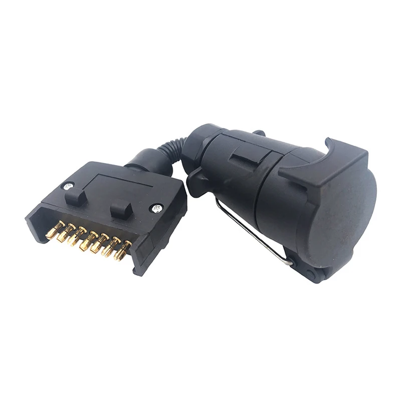 

1pc 21*6*5.5 cm/ 8.27*2.36*2.17 inch 7 Pin Trailer Connector Plug Adaptor Round Female to Flat Male Caravan Boat