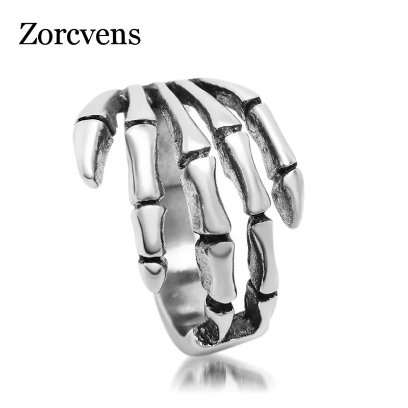 

ZORCVENS Stainless Steel Claw Vintage Ring Punk Skull Bone for Men