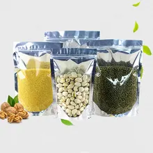 50pcs Stand up Clear Aluminium Foil Zip Lock Bag Silvery Metallic Plastic Packaging Pouch for Food Tea Candy Snack Storage Bags o ring zip up metallic skirt