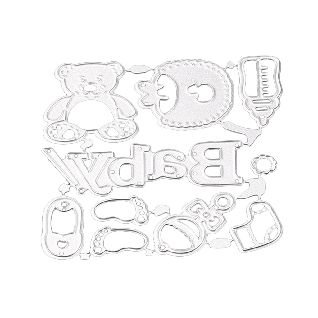 fityle Baby Accessories Metal Cutting Dies Stencils for Photo Album Scrapbook Baby Shower Party Card Making Decoration