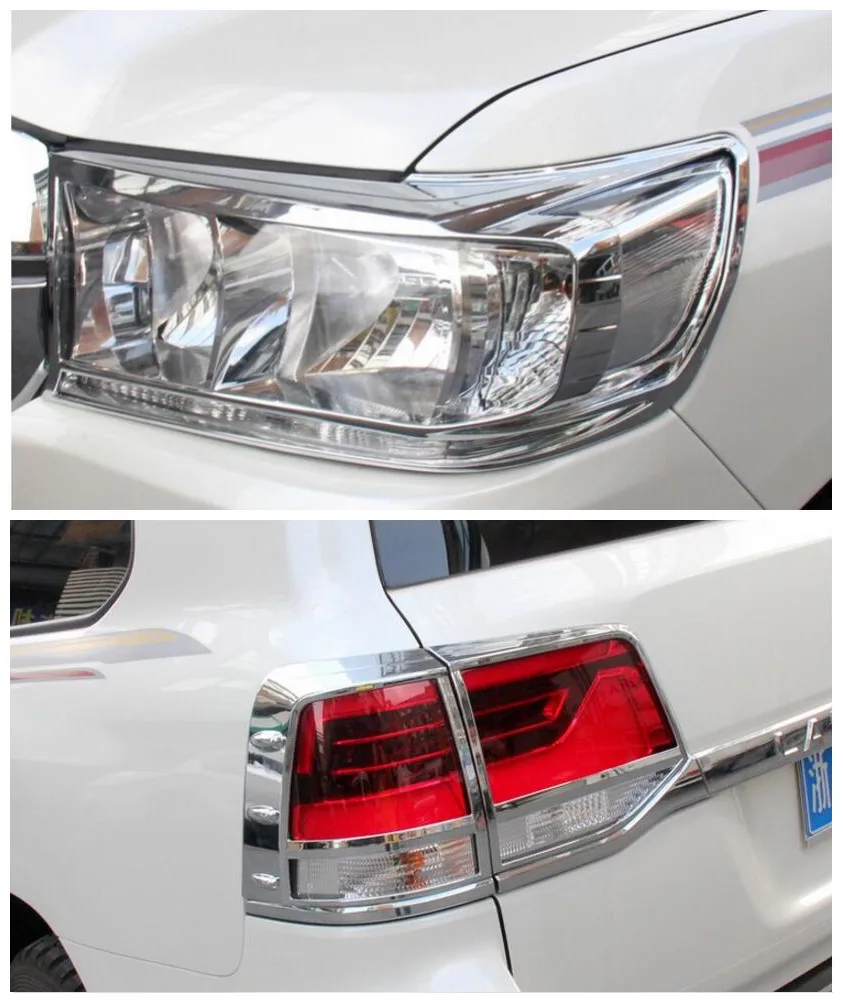 JINGHANG ABS Chrome передние фары+ задний фонарь Крышка лампы Накладка для Toyota Land Cruiser LC200 FJ200