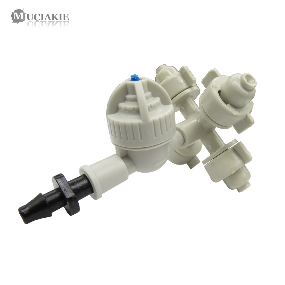 

MUCIAKIE 50PCS White Garden Irrigation Misting Cross Sprinklers Kit with Anti-drip Device 1/4'' Barb Adapter Micro Mist Nozzle