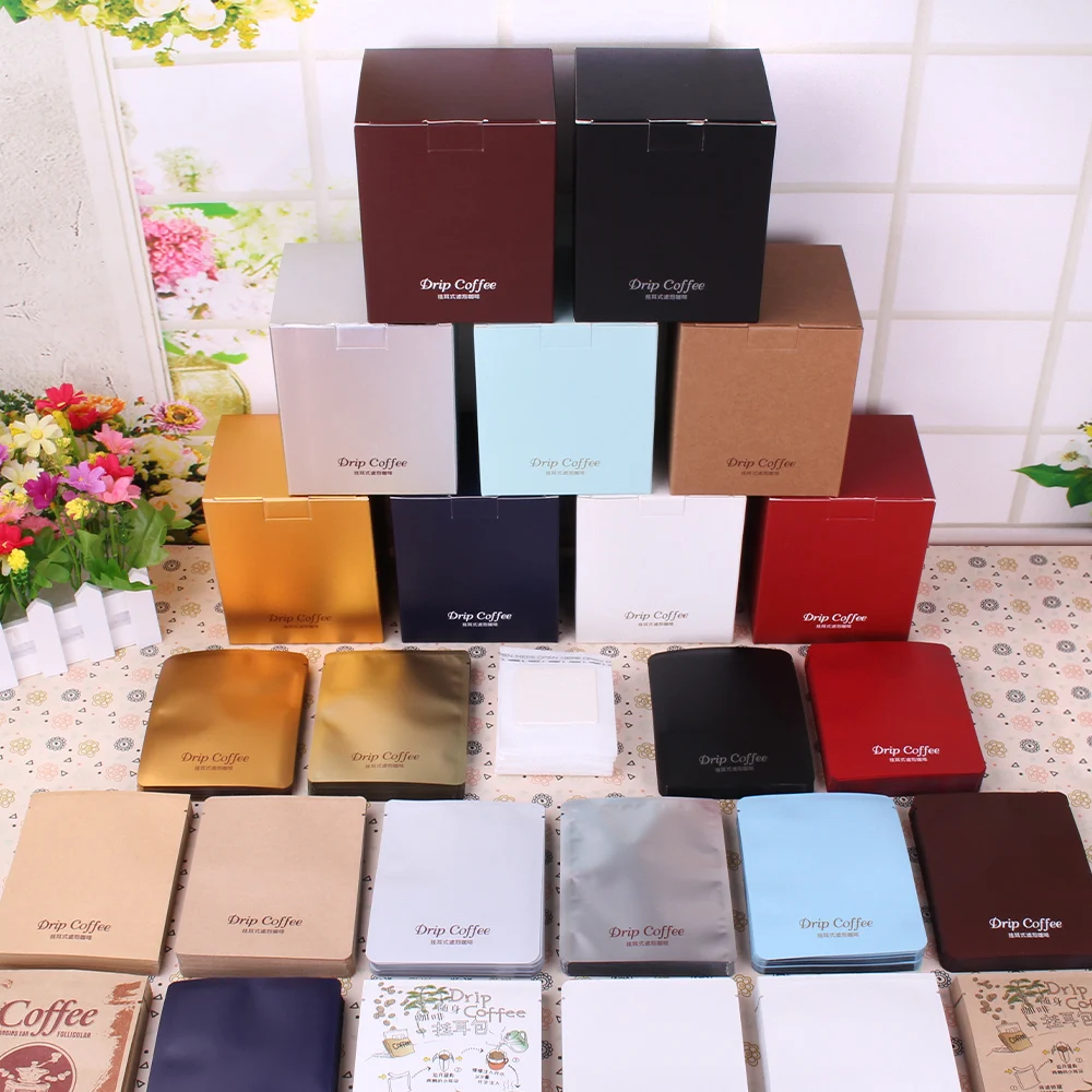 

coffee hanging ear paper filter bag paper box set good imported material used for drip coffee packaging