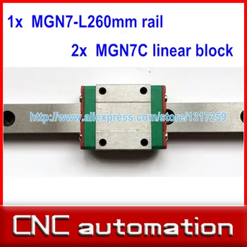 

1pc 7mm width linear guide rail 260mm MGN7 + 2pc MGN MGN7C Blocks carriage for CNC