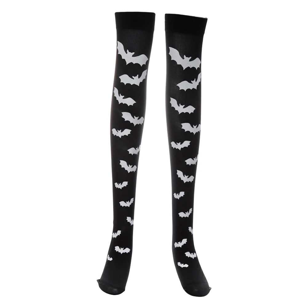 

1 Pair Halloween Long Socks Breathable Bats Pattern Over The Knee Comfortable Women High Socks Long Socks Dress Up