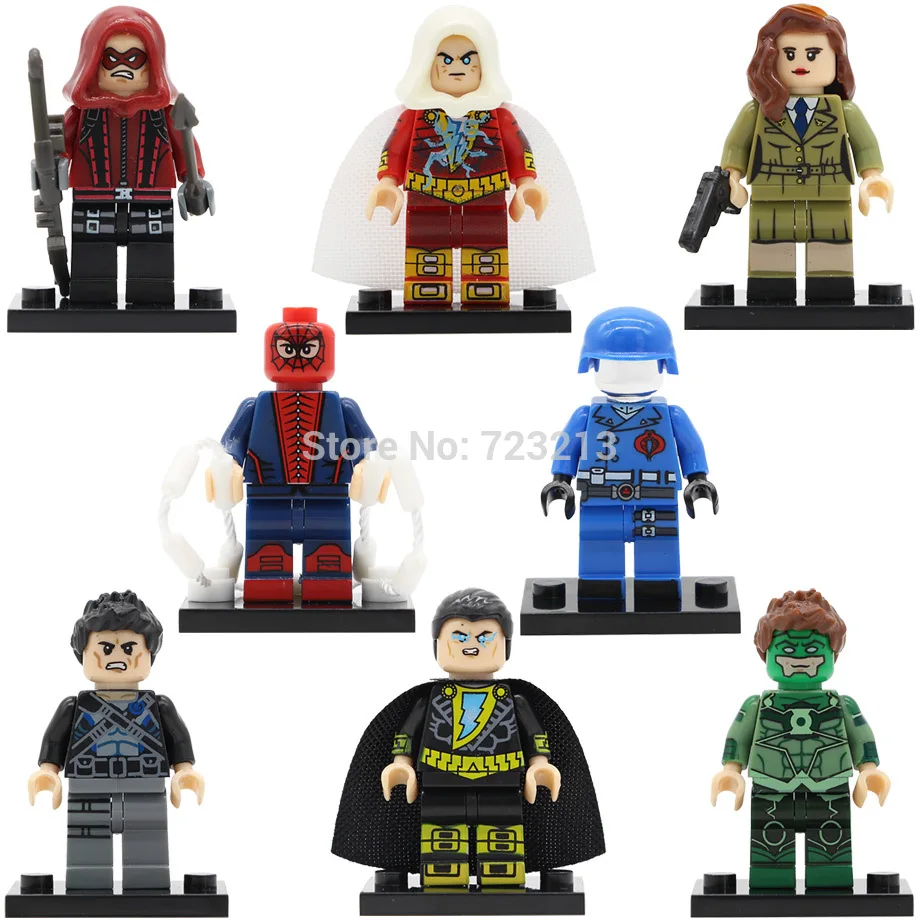 

Super Hero Figure DC Black Adam Carter Spider-man Dick Grayson Red Arrow Shazam Green Lantern Building Blocks Model Toy KL9005