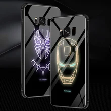 Чехол в виде светящегося стекла для SamSung Galaxy S8 S9 S10 PLUS NOTE 8 9 10+ PLUS Fundas Marvel Железный человек паук Капитан щит с логотипом