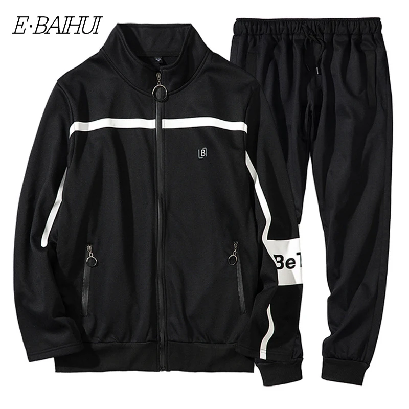 E-BAIHUI стенд толстовки с воротниками для мужчин спортивный костюм брюки Мужской комплект мода Фитнес Спортивная одежда Мужская одежда