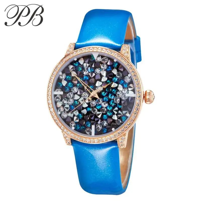 2016 OEM Watch Women Quartz Element Watch Luxury Colorful Women Watch Genuine Leather Water Proof Wristwatch HL590