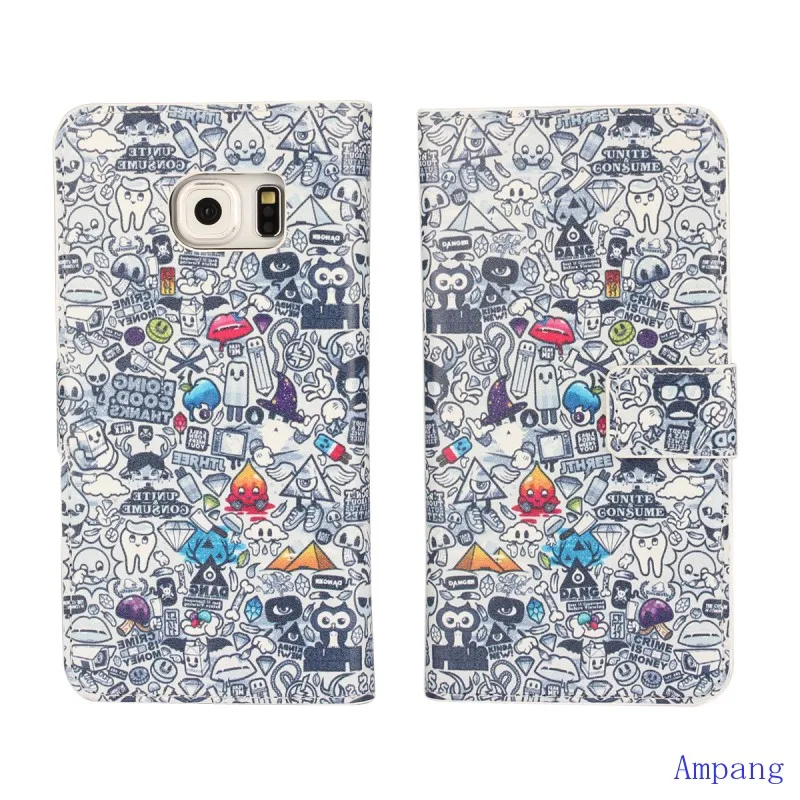 Мультфильм Защитная крышка для Samsung Galaxy S6 Edge чехол Бумажник кожаный с держателем