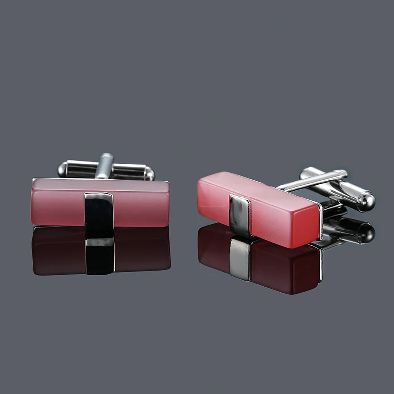 DY New high quality classic Pink Crystal Cufflinks fashion Men's French