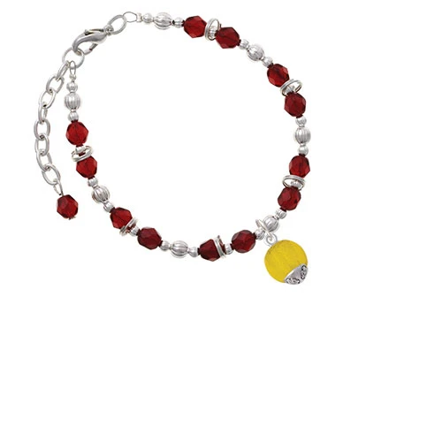 12mm Goldtone Roller Spinner with Silvertone Lining Glass Spinner Maroon Beaded Bracelet