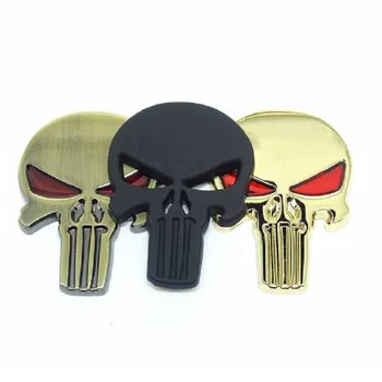 

New 3D Metal The Punisher Skull Skeleton Car Motorcycle Body Emblem Badge Fashion
