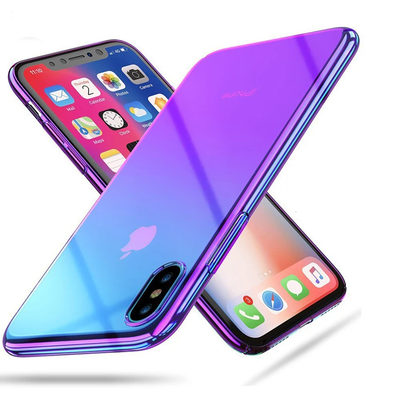 

Ultra Thin Gradient Hard Case For iPhone XS MAX Case Protection Transparent PC Cover For iPhone XS XR 6 7 8 Plus Cases