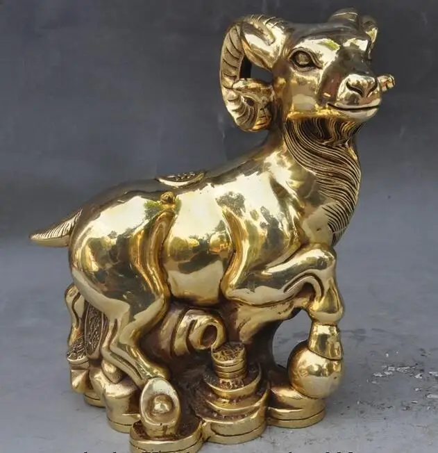 Chinese Fengshui brass Wealth Yuanbao Money zodiac sheep goat Auspicious statue | Дом и сад