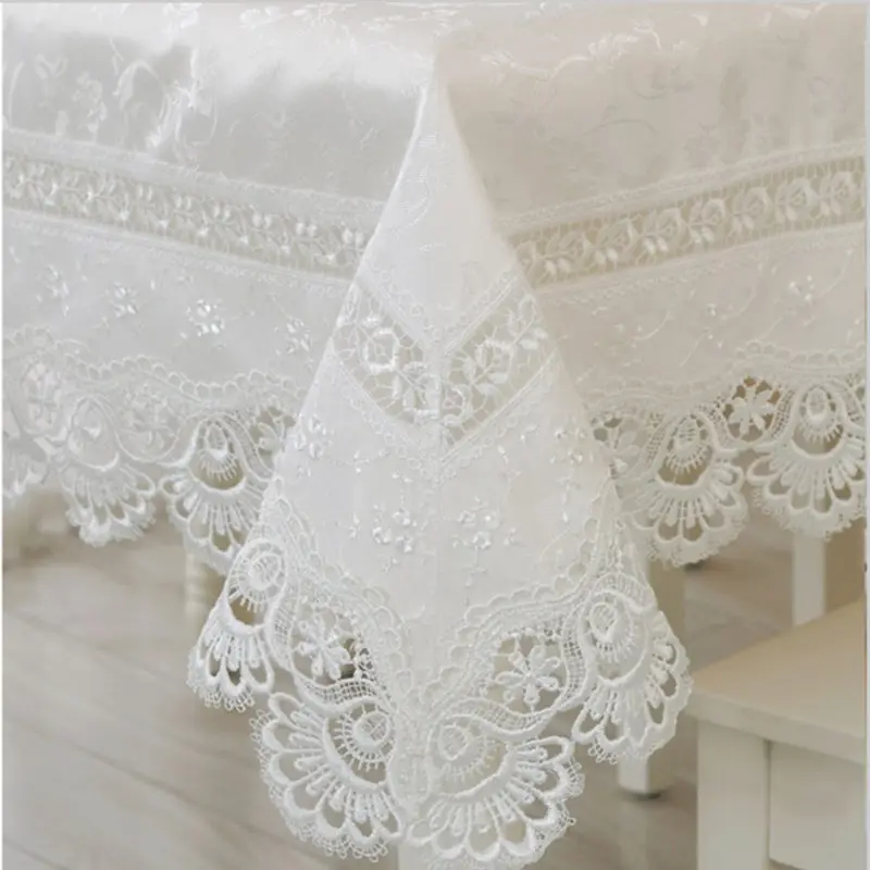 Top luxe broderie dentelle nappe linge de Table nappe