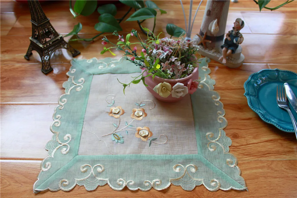 Пасторальная кружевная вышивка 3D цветы столовая салфетка для стола Набор Свадебная Рождественская салфетка под приборы чайное полотенце каминная полка индивидуальный коврик