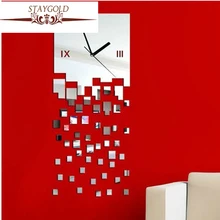 Новое 3d стереоскопическое зеркало часы Модные индивидуальные настенное украшение, настенное часы Diy настенные наклейки