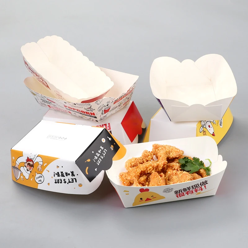 100 шт коробка для жареного цыпленка коробки крыла курицы на гриле Куриные чипсы и