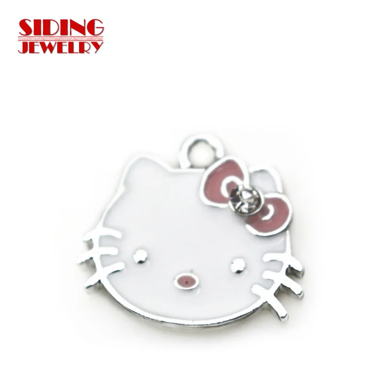 

New Arrival 20pcs Crystal Pet Hello Kitty Dangle Charms Hanging Lobster Clasp DIY Bangles&Bracelets Necklace Pendant Jewelery