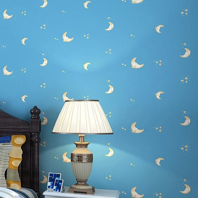 beibehang stars moon female cartoon boy wallpaper brief modern sofa background wall wallpaper Wall Stickers Living Room Bedroom brief an den vater