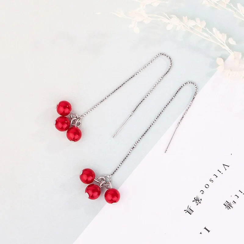 Женские серьги из чистого серебра TIANRO длинные фасоли 925 пробы с