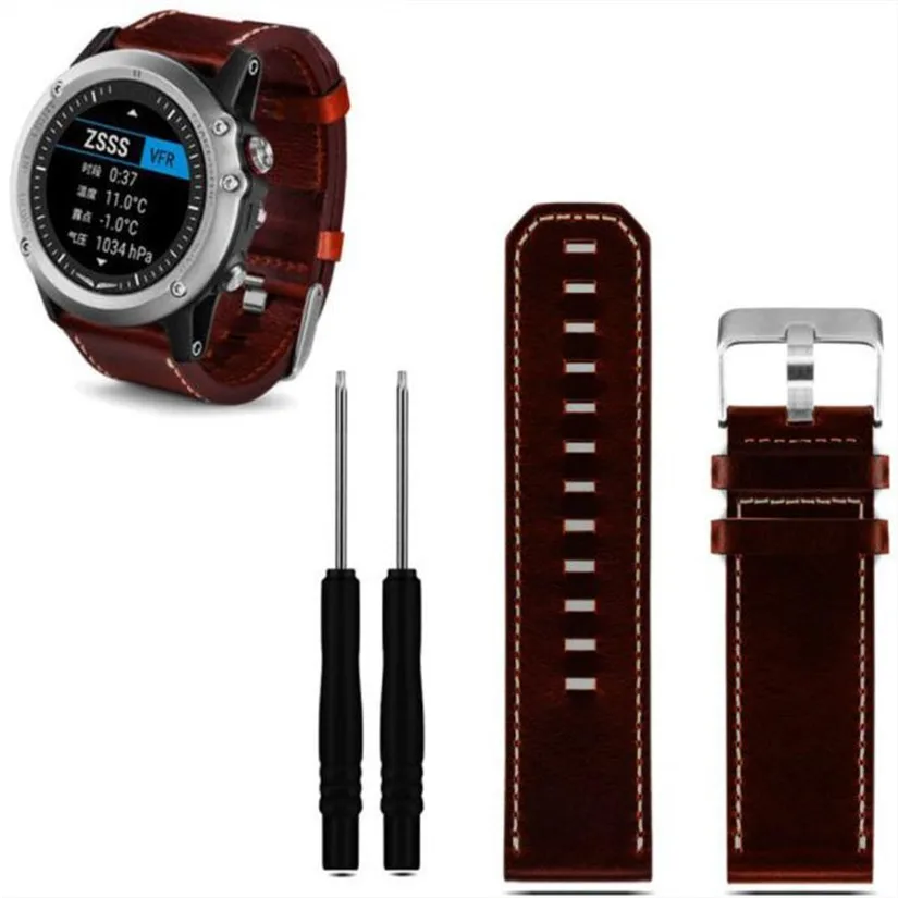 

Hot hothot New Luxury Leather Strap Replacement Watch Band Strap 2pc Screwdriver Tools For Garmin Fenix 3 Smart Watch ot20 nov27