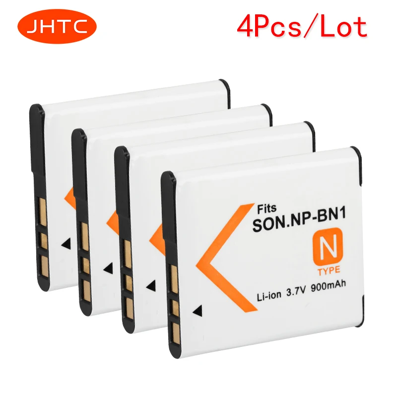 JHTC 4Pcs/lot 900mAh NP BN1 Battery NPBN1 NP BN1 BN Batteries For SONY