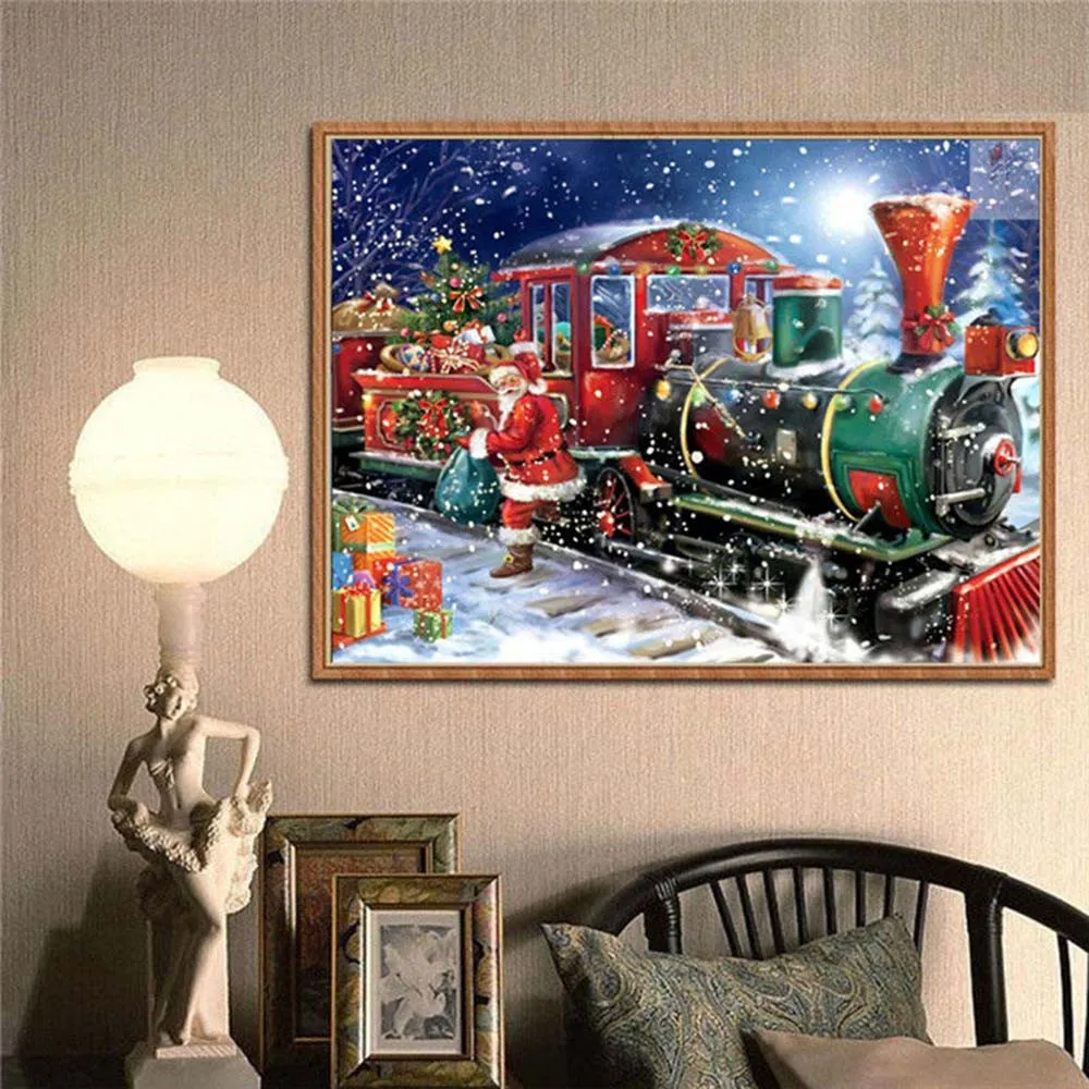 

5D DIY diamond painting Christmas Santa Claus Train Full Square rhinestone cross stitch diamond embroidery mosaic Decor @P